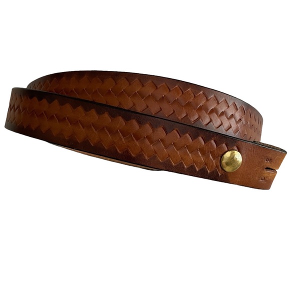 ❌ SOLD ❌ Leather Belt With Woven Braided Inset Brown Size 36 - Picture 2 of 6